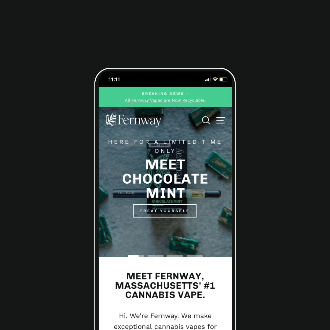Fernway Homepage on a mobile device