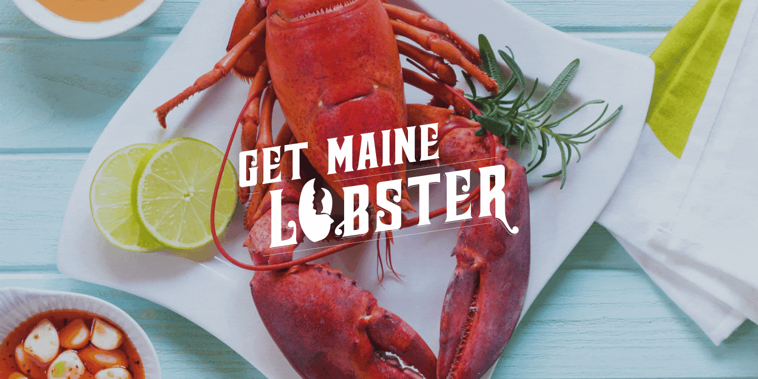Get Maine Lobster logo on gif background