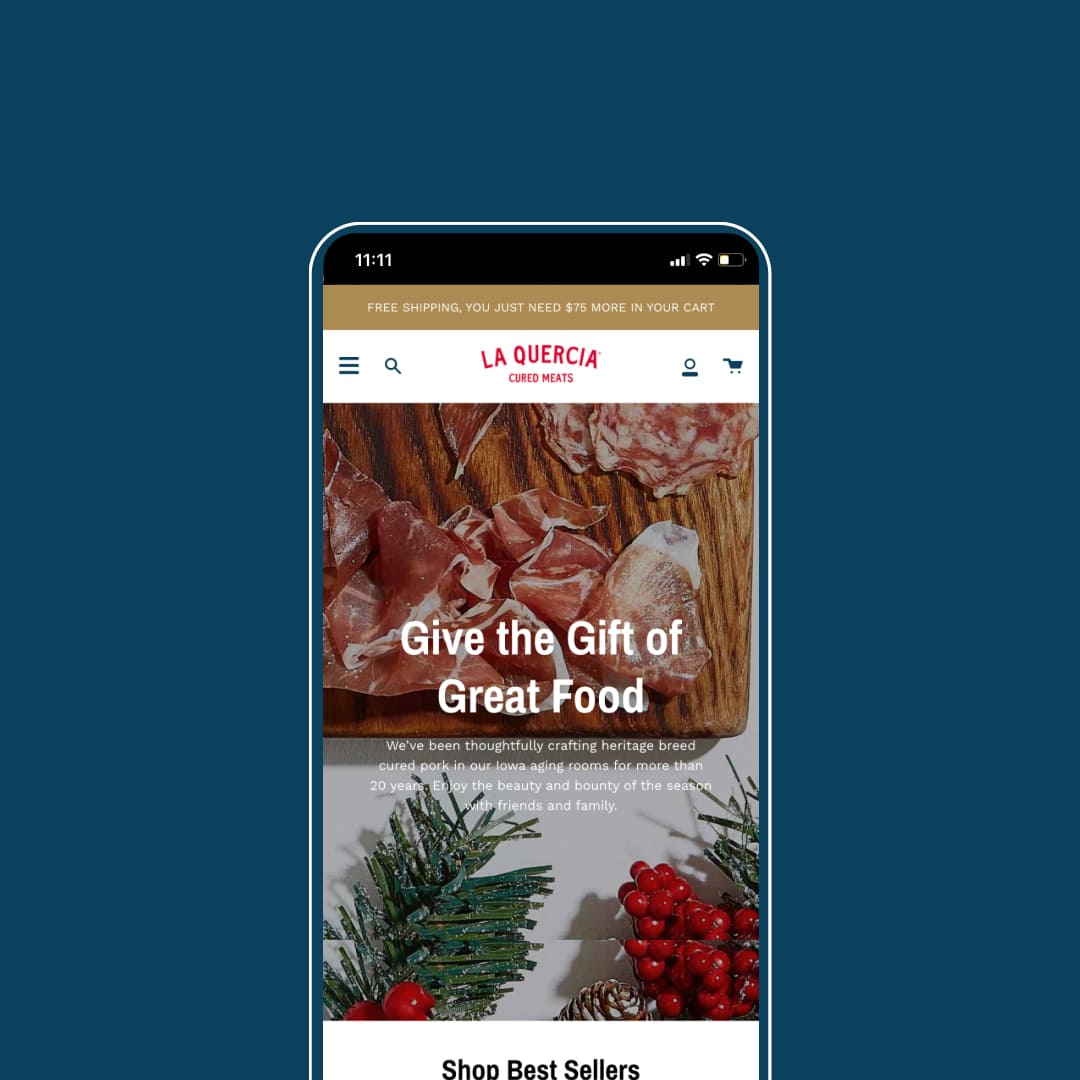 La Quercia Homepage on a mobile device