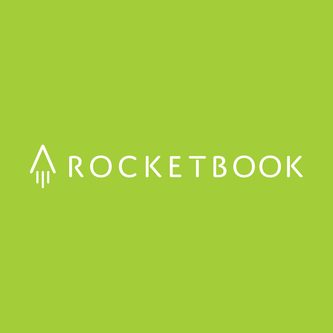White Rocketbook logo on a lime green background