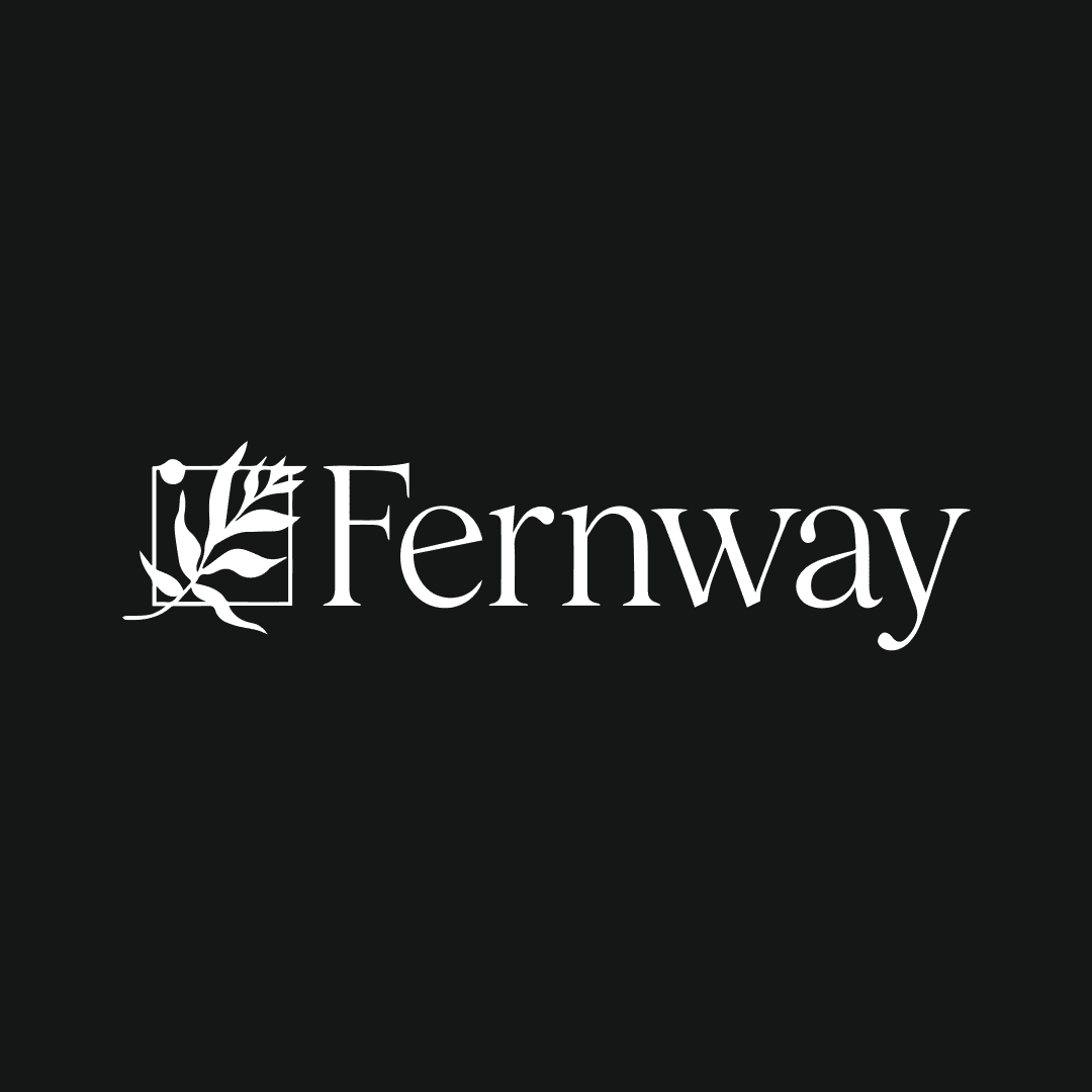 White Fernway logo on a dark background