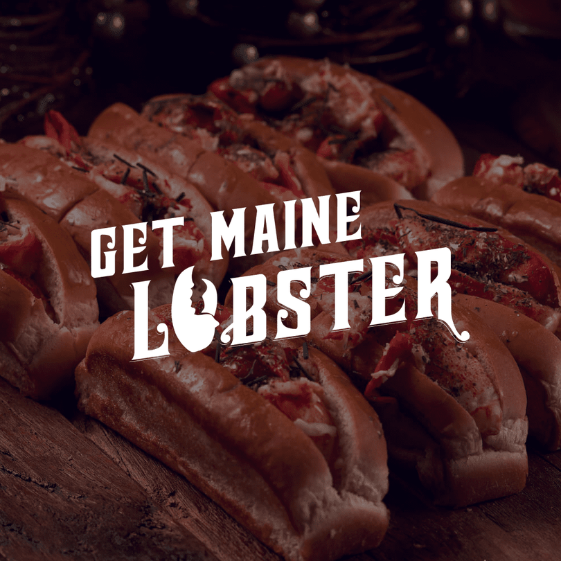 Get Maine Lobster Logo overlayed on background
