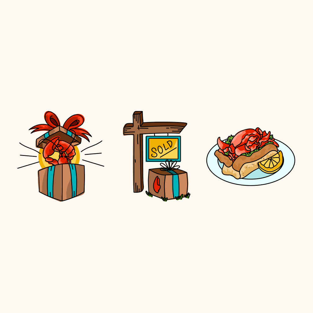 Hand drawn illustrations for Get Maine Lobster