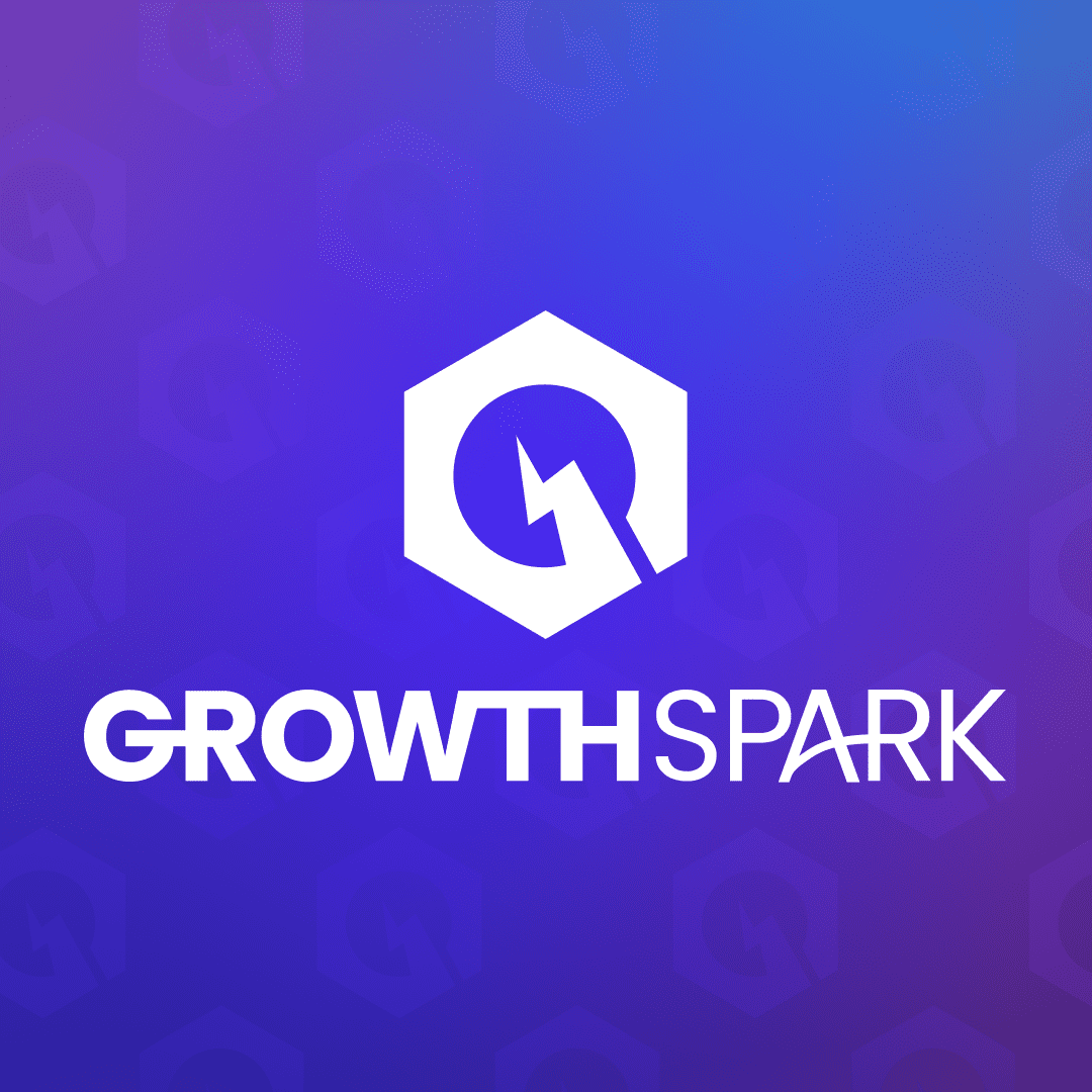 Growth Spark logo on a patterned background