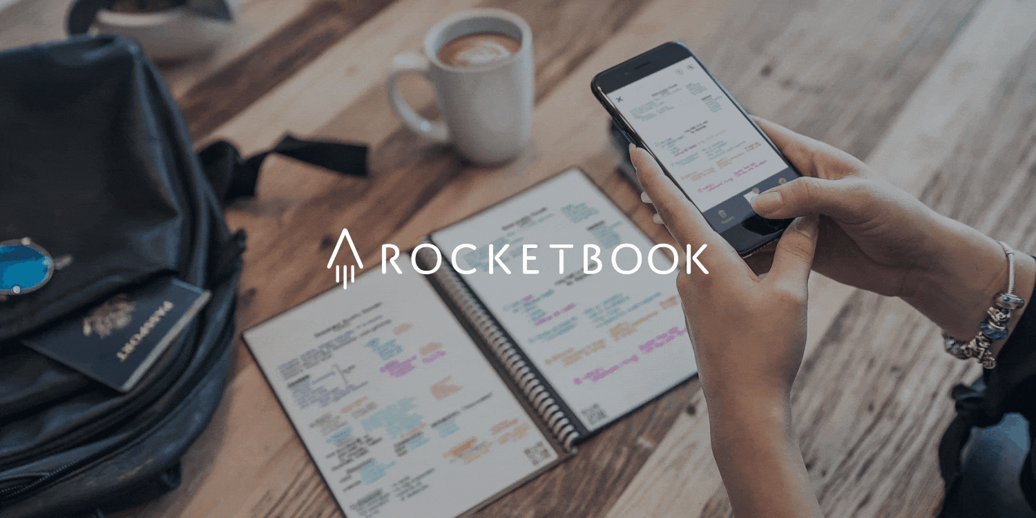 White Rocketbook Logo on GIF background