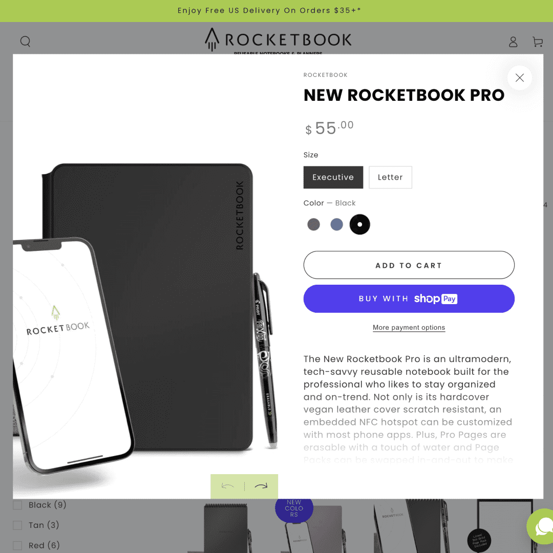 Rocketbook Pro, Executive / Black